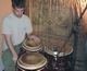 Joel positions his congas